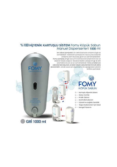 Fomy Köpük Sabun Gri Dispenser 1000 Ml-82
