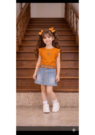 Sy Store Kardeş Kombin Erkek Çocuk Kot Şortlu Takım Sadece Erkek Takım Turuncu
