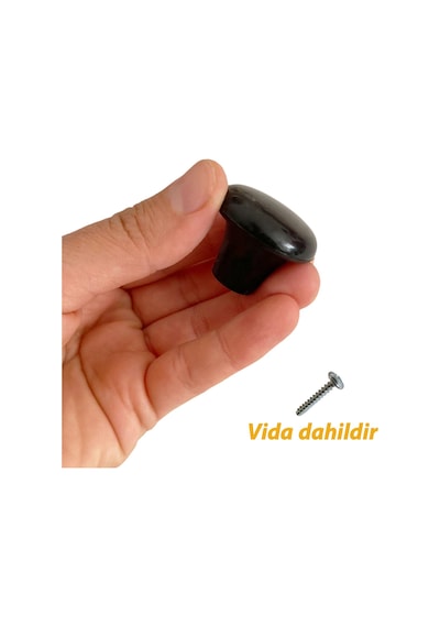 8 Adet Sert Plastik Mantar Düğme Kulp Siyah Dolap Mobilya Mutfak Dolabı Çekmece Kapak Kulpu Kulbu