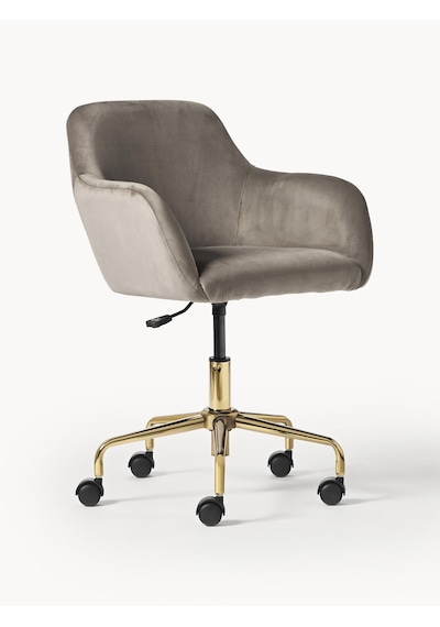 Westwing Bouclé Ofis Sandalyesi Lucie: Beyaz, Altın Ayaklı, Ayarlanabilir Gri - Gold 8977 Westwing Bouclé Ofis Sandalyesi Lucie: Beyaz, Altın Ayaklı, Ayarlanabilir Gri - Gold 8977