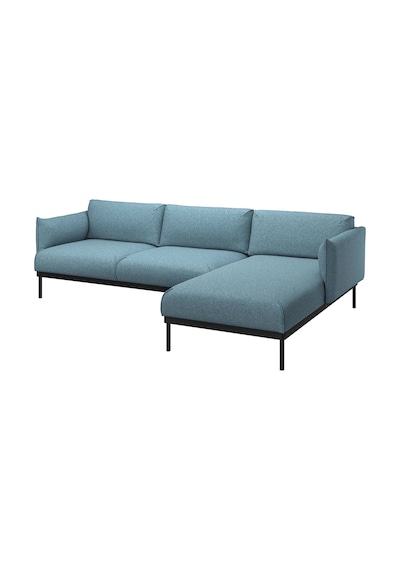 Ikea Açık Mavi Rahat Kanepe - Uzanma Koltuklu 3'lü Kanepe