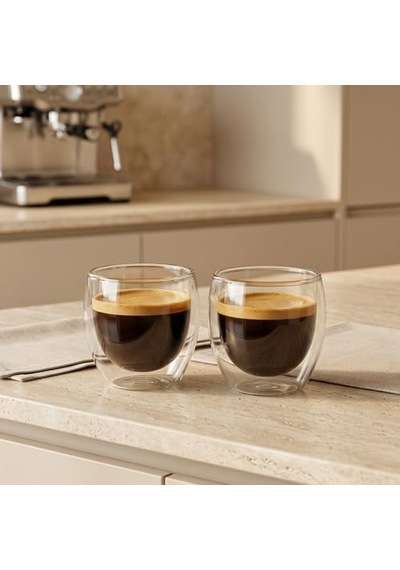 Borosilikat Cam Bardak, 250 Ml Geniş Kapasite, Isıya Dayanıklı Yapı, Çift Cidarlı Yalıtım, Ev Ofis Restoran İçin Kullanıma Uygun Borosilikat Cam Çay Kahve Espresso Latte Sunum Bardağı Aeropress