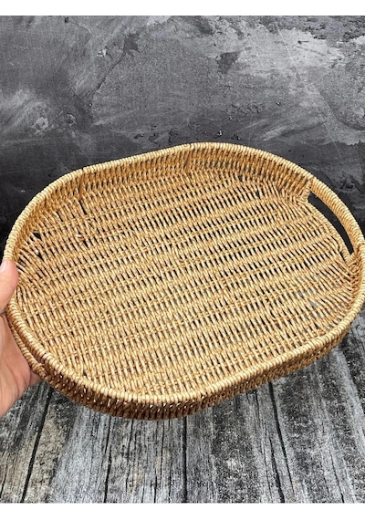 Orta Boy Oval Hasır Tepsi Servis Sunum Tepsisi Organizer Düzenley