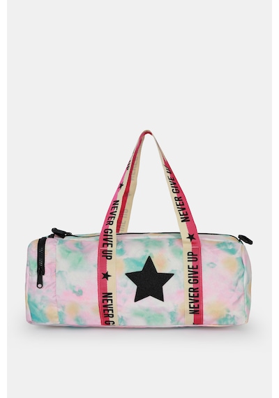 İcone Bag Çocuk Yıldız Logolu Spor Çanta, Çocuk Spor Çanta, Fermuarlı Detaylı Çocuk Spor Çanta Beyaz - Pembe