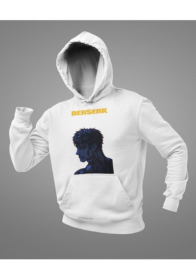 Sevbano Berserk Anime Dizi Serisi Baskılı Unisex Oversize Hoodie Beyaz