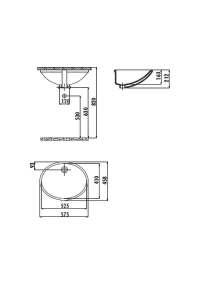 Creavit Tp205 Tezgah Altı Oval Lavabo 40 x 52 CM Beyaz