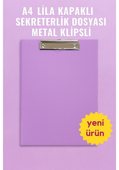 A4 Lila Kapaklı Sekreterlik Dosyası Metal Klipsli