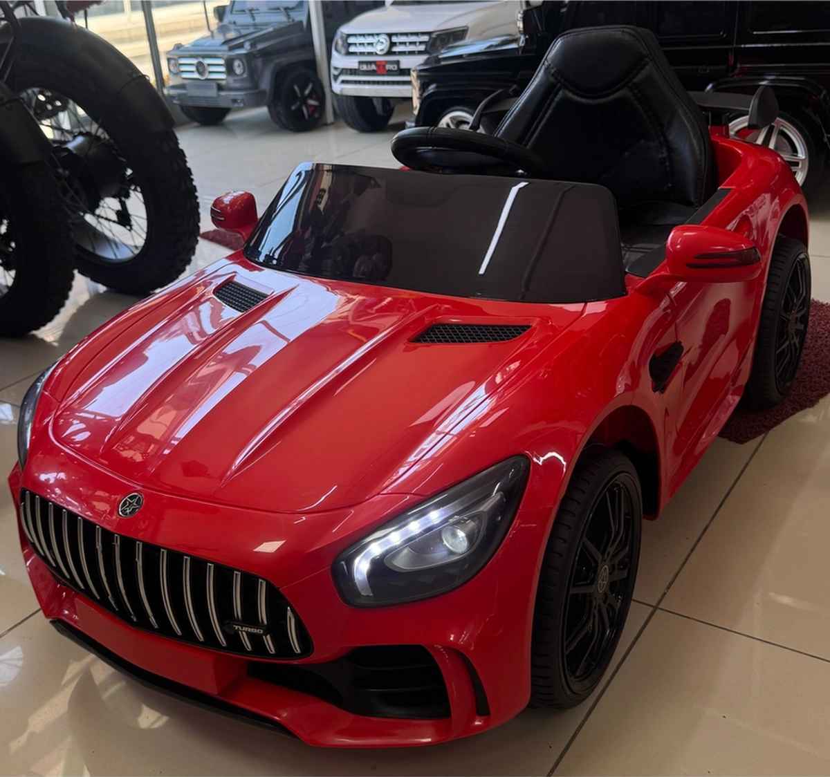 12v Mercedes Gtr Akülü Araba 1-4 Yaş, Uzaktan Kumandalı, Led Işıklı Kırmızı