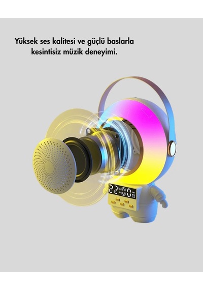 Ers Karaoke Özellikli Astronot Bluetooth Hoparlör Kablosuz Mikrofonlu