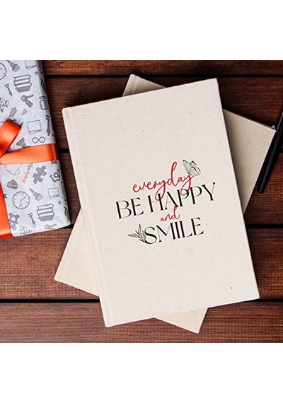 Happy And Smile Tasarımlı Kanvas Defter Genel
