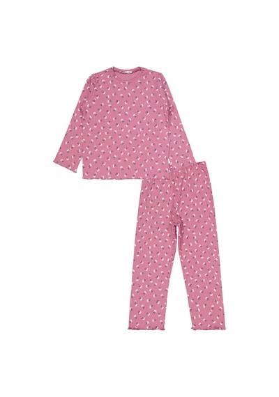 Civil Girls Çiçek Desenli 6-9 Yaş Pijama Takımı Pembe