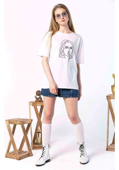 Kadın Oversize Silhouette Baskılı Tshirt (534304794)