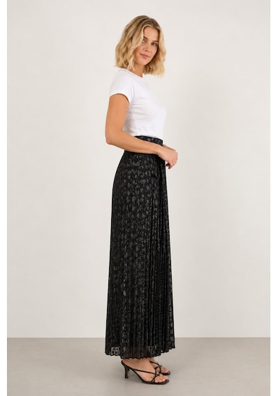Bihan Store Kadın Kuşak Detaylı Pilise Şifon Maxi Etek 3883-siyah