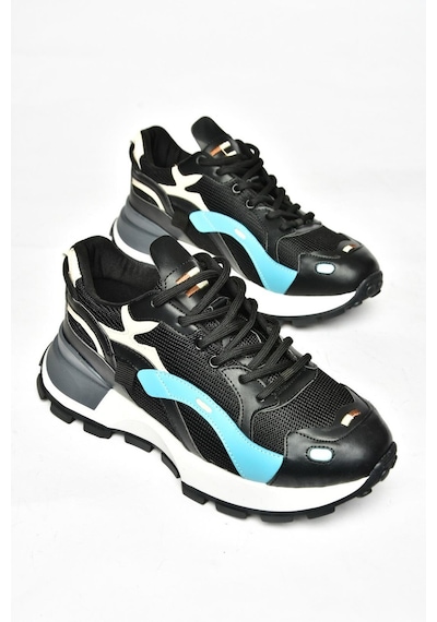 Fox Shoes S312213109 Siyah Kalın Tabanlı Spor Ayakkabı Sneakers Siyah