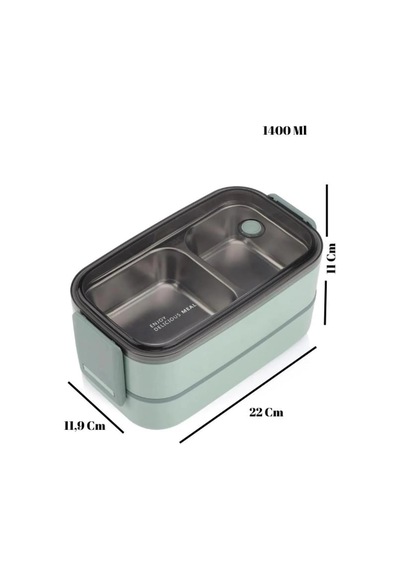Vagonlife Beslenme Kutusu İki Katlı - Paslanmaz Çelik - 1400ml Kaşık Ve Çatal Lunch Box Lacivert Genel