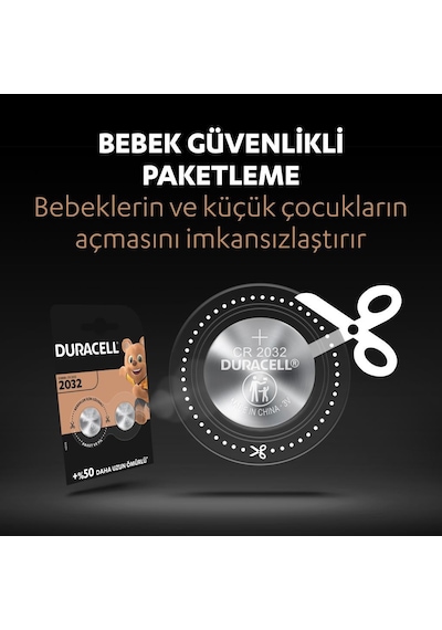 Duracell Özel 2032 Lityum Düğme Pil 3V, 8 Li Paket (CR2032)