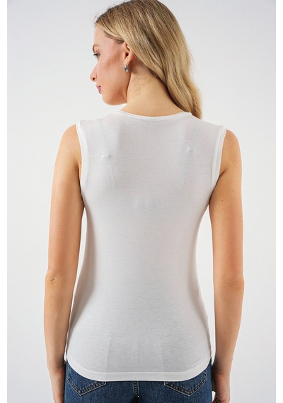 Hiccup Bdart Dik Yaka, Askısız, Fitilli Bodysuit Fildişi
