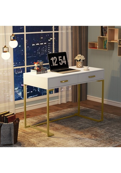 Vivian Gold Metal Beyaz Çalışma Masası