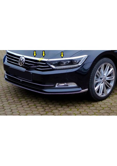 Vw Passat B8 Krom Far Üzeri Çıta Seti 3 Parça 2015 Üzeri Far Kaşı