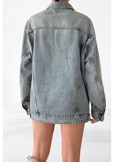 Lacarino 7852 Kadın Jean Ceket Blue Tint