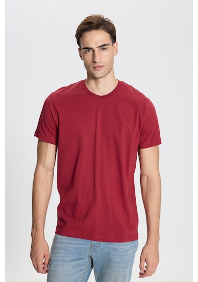George Henry Pamuk Slim Fit Dar Kesim Bisiklet Yaka Tişört Bordo