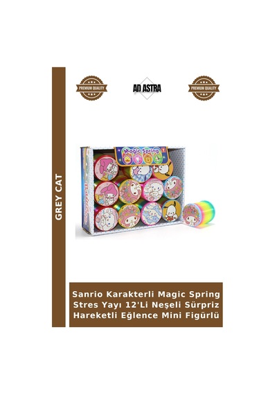 Sanrio Karakterli Magic Spring Yayı 12'li Neşeli Sürpriz Hareketli Eğlence Mini Figürlü