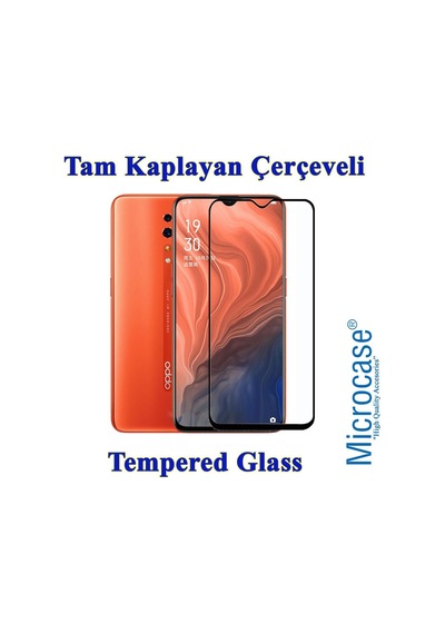 Microcase Oppo Reno Z Tam Kaplayan Çerçeveli Tempered Cam - Siyah (367863405)
