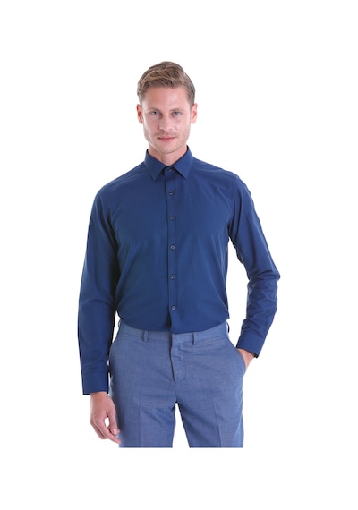 Hatemoğlu Slim Fit Pamuklu Uzun Kollu Erkek Gömlek Lacivert