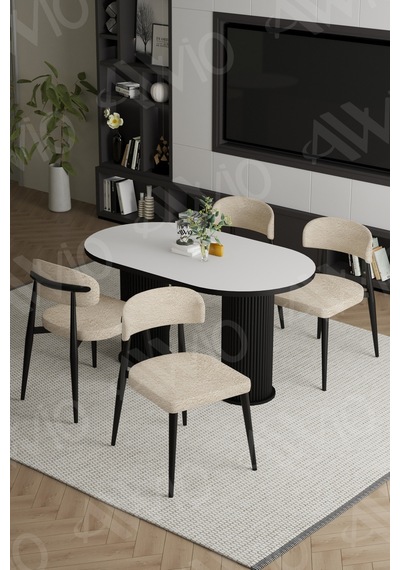 Avvio Egos Bohem Ayak Siyah Polo Sandalye 80x140 Mutfak Masa Sandalye Takımı Beyaz Avvio Egos Bohem Ayak Siyah Polo Sandalye 80x140 Mutfak Masa Sandalye Takımı Beyaz