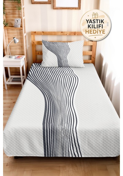 Gri Geometrik Modern Genç Odası Tek Kişilik Pike Takımı - Çizgili 160x220 Cm Kapitone Yatak Örtüsü Mumlu Dalgakıran Örtüsü Gri Geometrik Modern Genç Odası Tek Kişilik Pike Takımı - Çizgili 160x220 Cm Kapitone Yatak Örtüsü Mumlu Dalgakıran Örtüsü