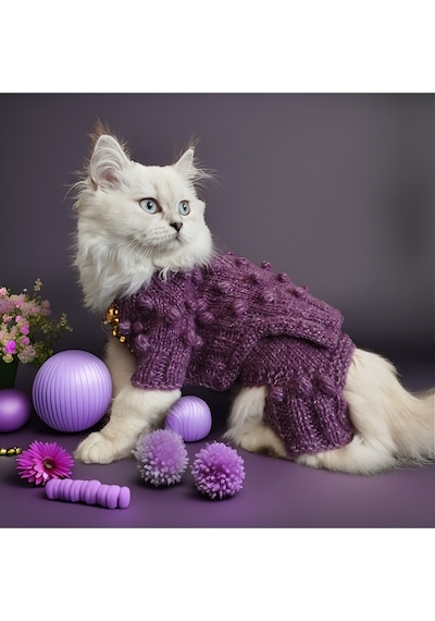 Kedi Ve Köpek İçin Pantolon, Hırka Ve Çanta'dan Oluşan Yün Takım