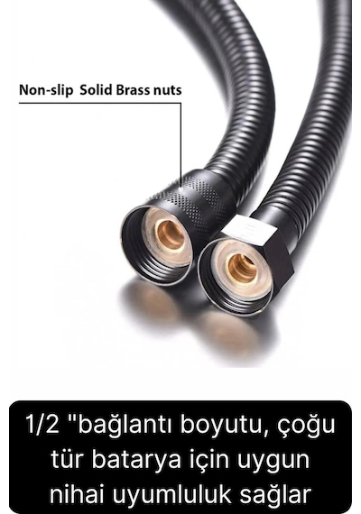 80 Cm Siyah Kısa Tepe Ara Duş Hortumu Spiral Robot Bağlantı Örgü Dayanıklı Kopmaz Patlamaz Sızdırmaz Standart Diğer
