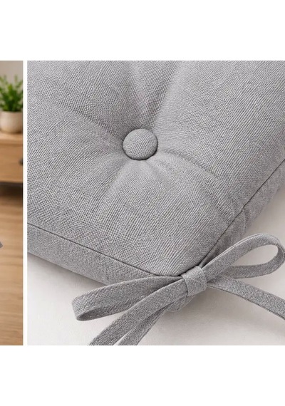 Bağcıklı Sandalye Minderi 40 40 4 Cm Gri Çok Renkli
