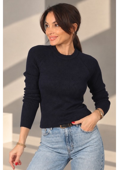 By Saygı Kadın Reglan Kollu Triko Bluz Lacivert