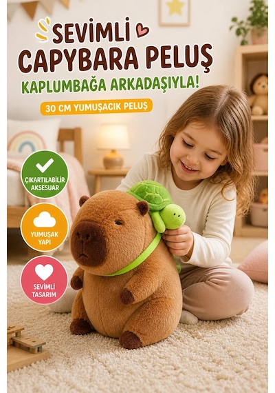 30 Cm Koyu Kahverengi Sırt Çantalı Capybara Peluş Oyuncak Yumuşak Dolgu Sevimli Maskot