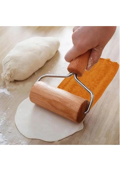 Ahşap Saplı Rulo Hamur Açma Aparatı Pürüzsüz Merdane Oklama Baklava Börek Bazlama Açma