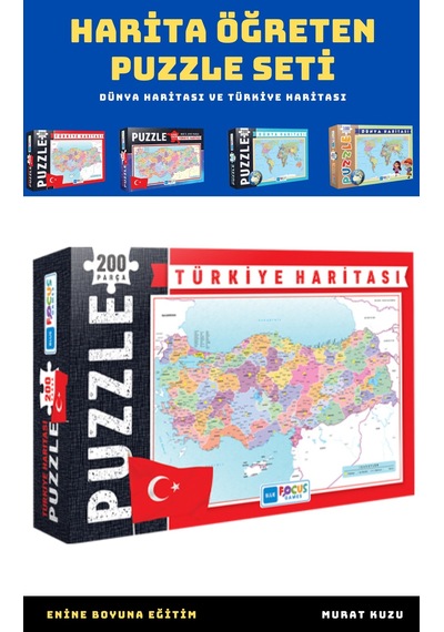Harita Öğreten Puzzle Seti (4 Süper Kutu)