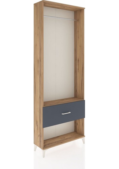 Arges Dolap Tek Raflı Tek Çekmeceli Tek Askılı 88x30x243 Çam-... Çam