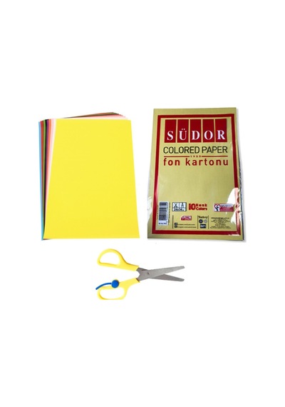 Fon Kartonu 25x35cm Elişi Kağıdı A4 Boyutunda Ve Makas 10'ar Renk
