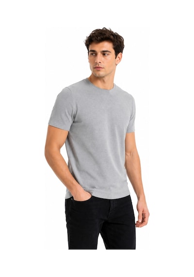 Raymons Erkek Sıfıryaka Triko Tişört Regular Kalıp Bgl-st05567 Gri