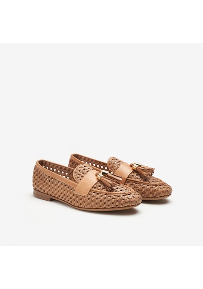 Cookıebutter Klasik Ayakkabı Kadın 95v6 Frau Woven Leather Loafers Wıth Tassels Kahverengi