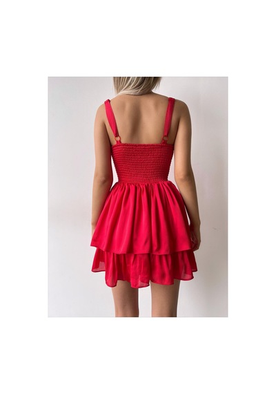 Munora Butik Askılı Korse Görünümlü Önü Düğme Detaylı Kırmızı Mini Elbise Kırmızı Kırmızı Munora Butik Askılı Korse Görünümlü Önü Düğme Detaylı Kırmızı Mini Elbise Kırmızı Kırmızı