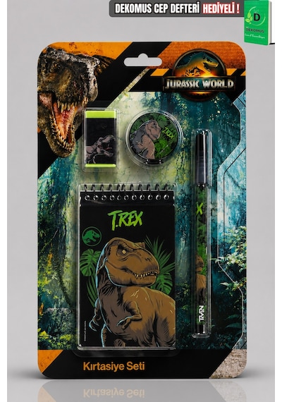 X Dekomus Lisanslı Jurassic World 4'lü Kırtasiye Seti Not Defteri,geçmeli Kurşun Kalem,silgi Ve Uç Seti Diğer