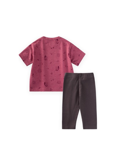 Taytlı T-shirt Takım 0-3 Yaş Mürdüm Mürdüm