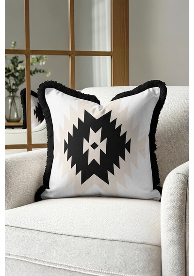 Etnik Geometrik Saçaklı Yastık Kılıfı - Bohem Siyah Krem Modern Püsküllü Kırlent Kılıfı Dumanlı Fırtına Mavisi Etnik Geometrik Saçaklı Yastık Kılıfı - Bohem Siyah Krem Modern Püsküllü Kırlent Kılıfı Dumanlı Fırtına Mavisi