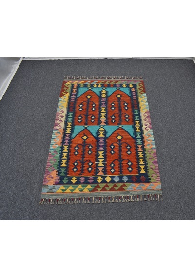 Zehra Abla Halı Yeni El Dokuma Kemaliye Horasan Türkmenleri Çatal Kapılı Yün Kilim 6994 Çok Renkli
