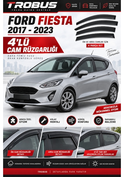 Ford Fiesta Mk7 Sport Mügen 2018 Cam Rüzgarlığı 4'lü