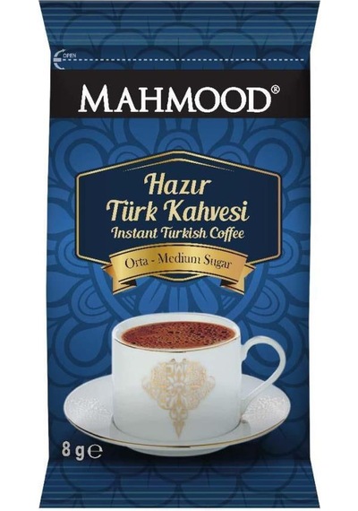 Mahmood Coffee Orta Şekerli Tek İçimlik Türk Kahvesi 12'li 8 Gr