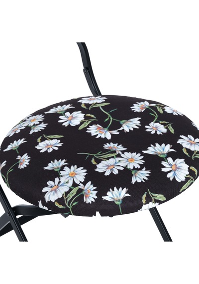 Papatya Desenli Metal Bahçe Takımı - 4 Sandalye + 1 Masa
