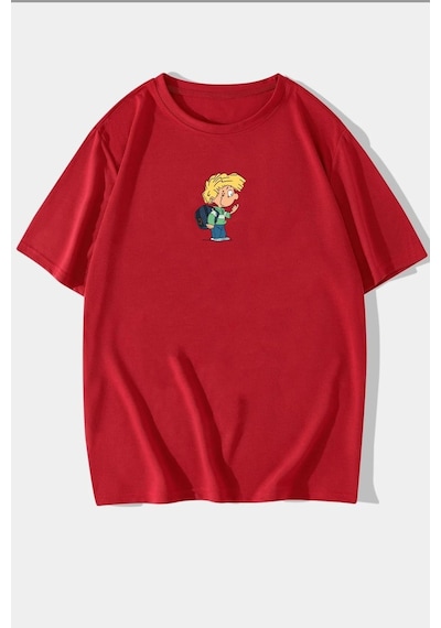 Unisex Cedric Üzümlü Kekim Baskılı T-shirt Kırmızı